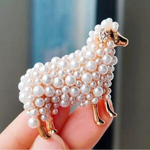 Pearl Embellished Sheep Brooch